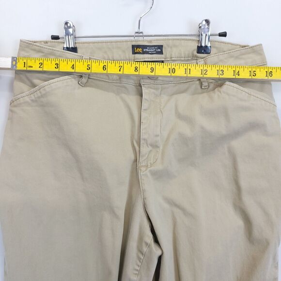Lee Chino Pants Relax Fit Straight Leg Women 12 Mid Rise Beige Workwear Uniform - Picture 7 of 12